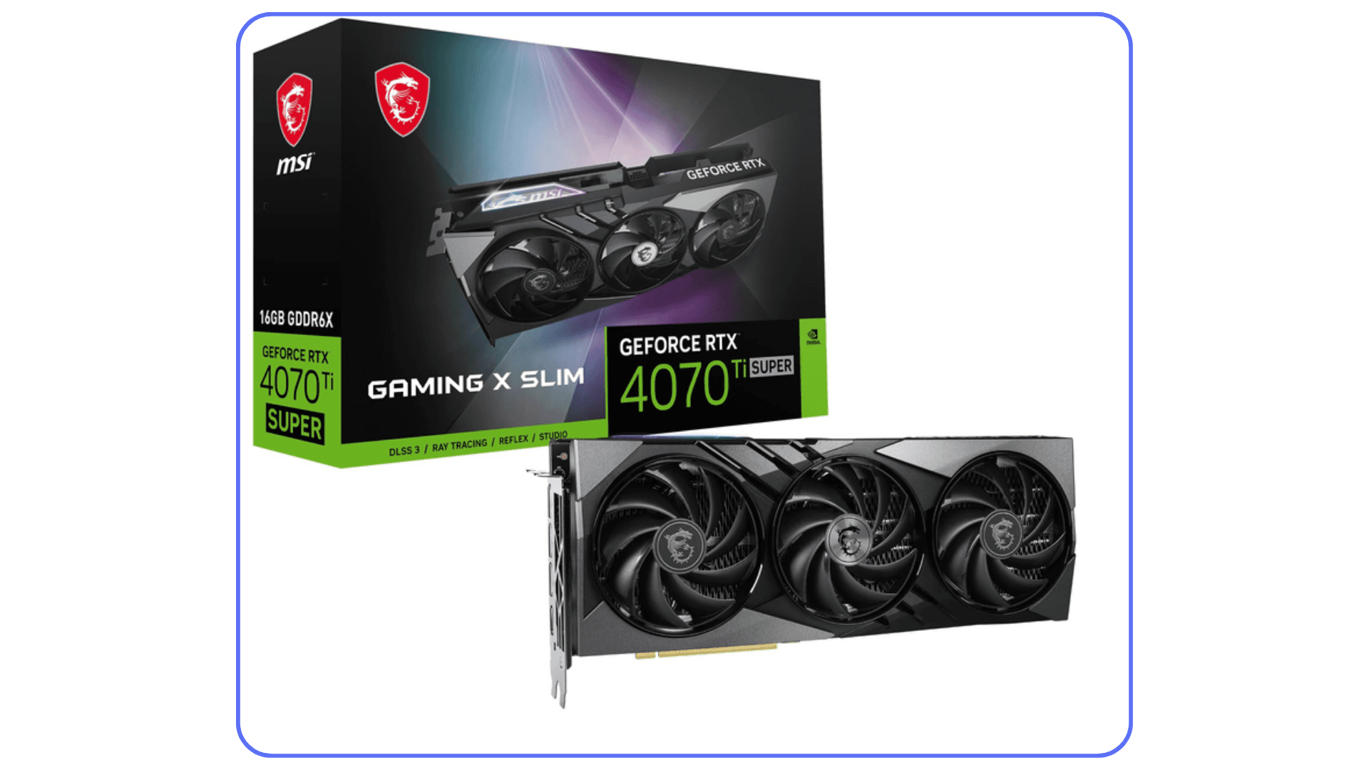 NVIDIA GeForce RTX 4070 Ti Super graphics card with triple-fan cooling design