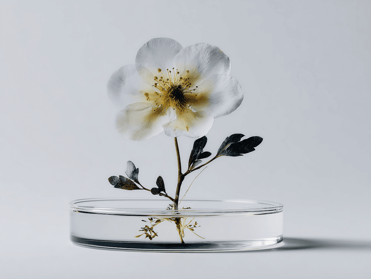 White flower in glass