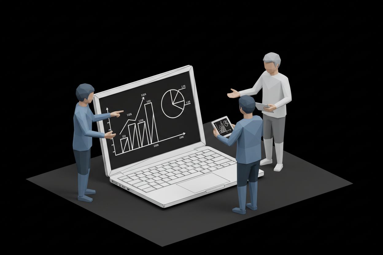 A small business team reviewing lead data on a laptop