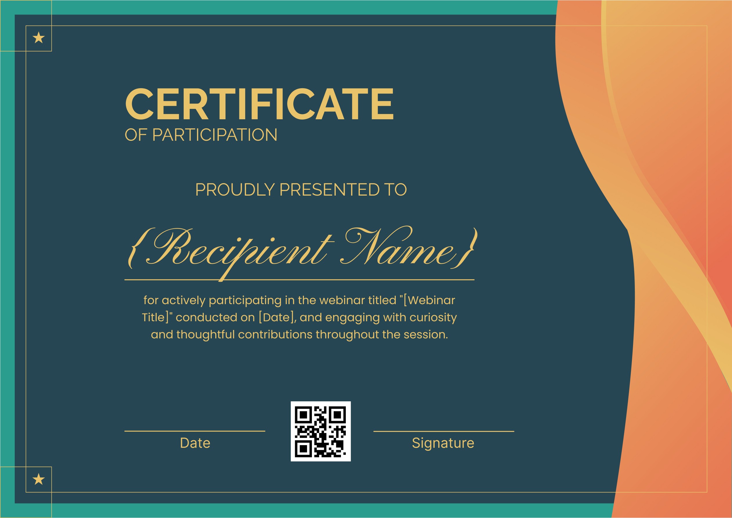 Wauld - Bold and sophisticated certificate of participation for webinars