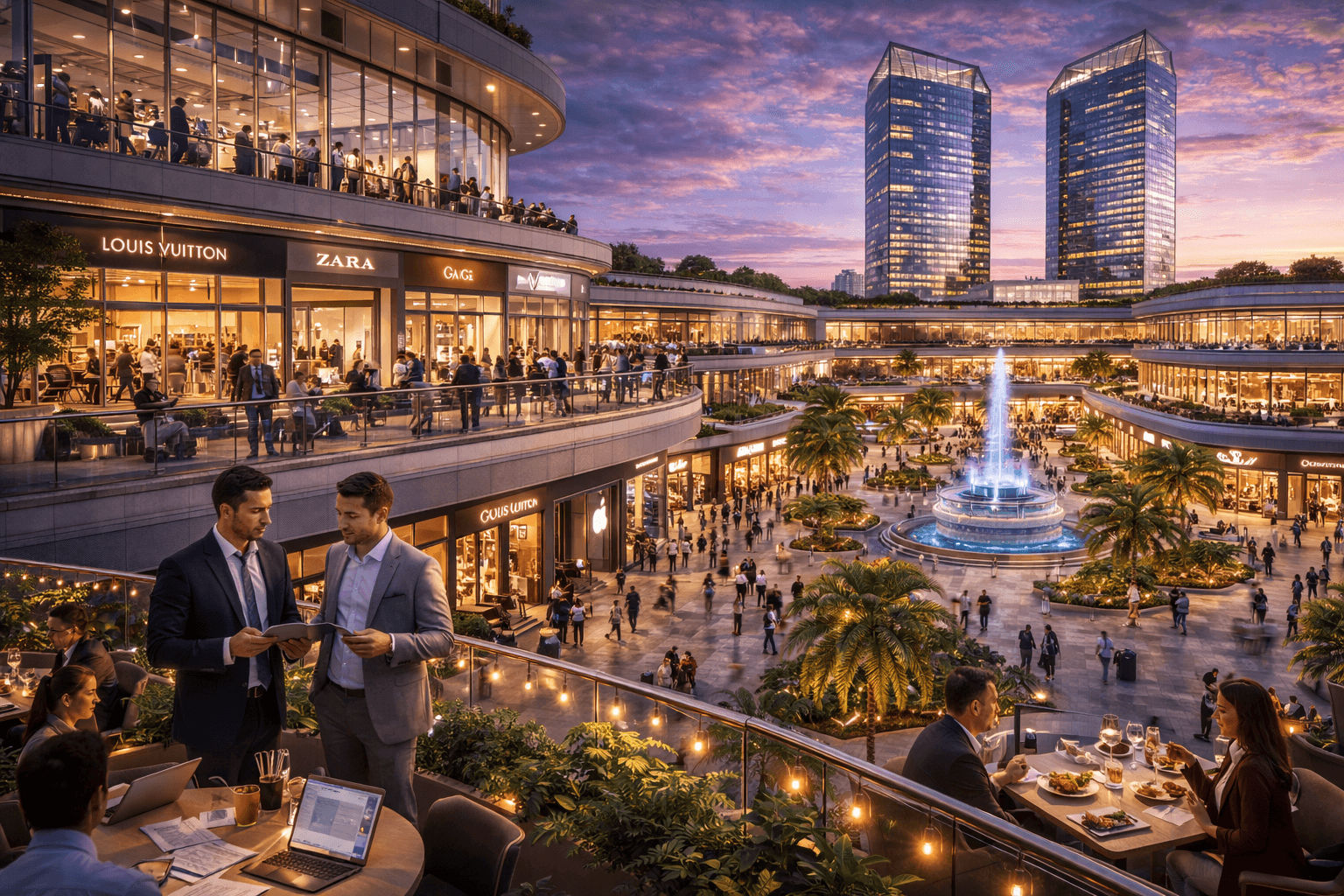 Modern high-street retail shops and bustling commercial walkway at Sector 69 Gurgaon