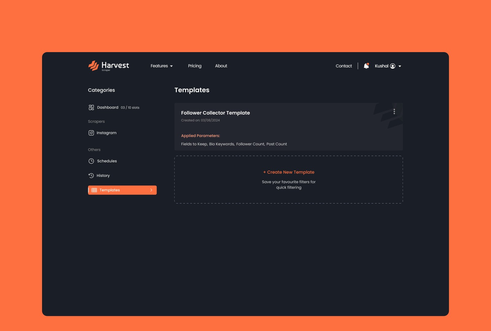 Harvest Saved Filters