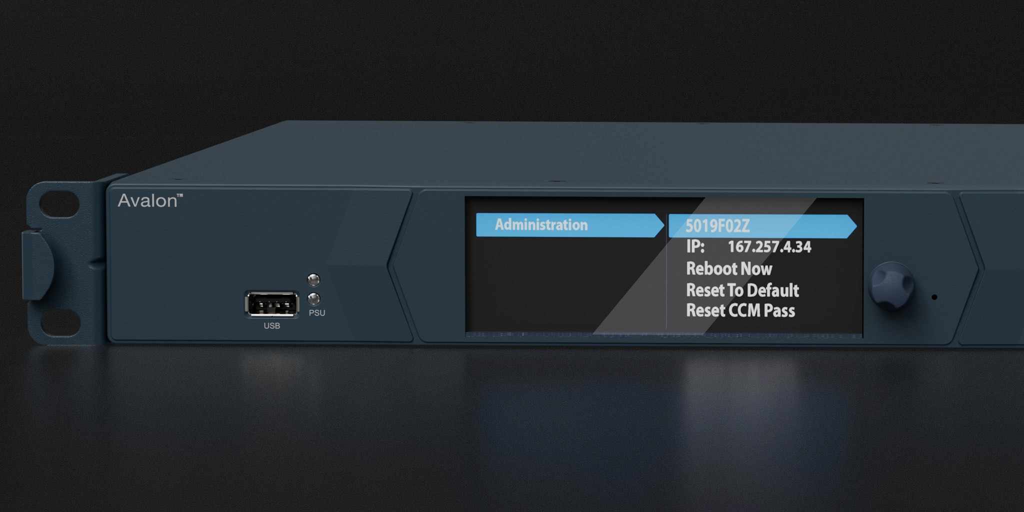 Close Up of Avalon Base Station Screen on Dark Background