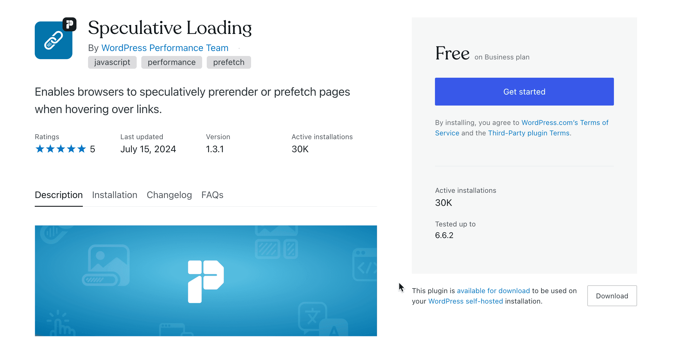 Speculative Loading from Wordpress plugin page