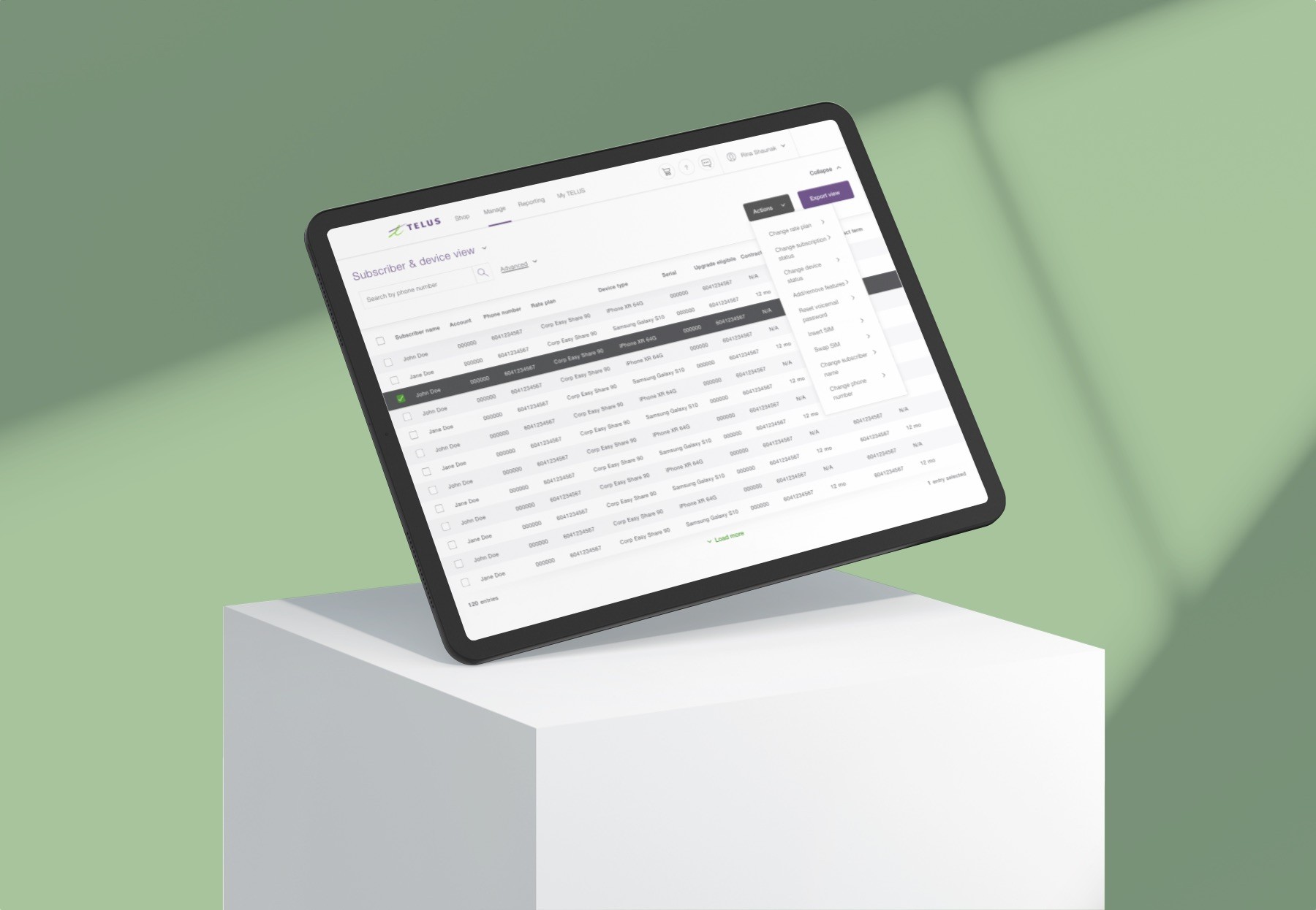 A data-dense table from the TELUS IQ project