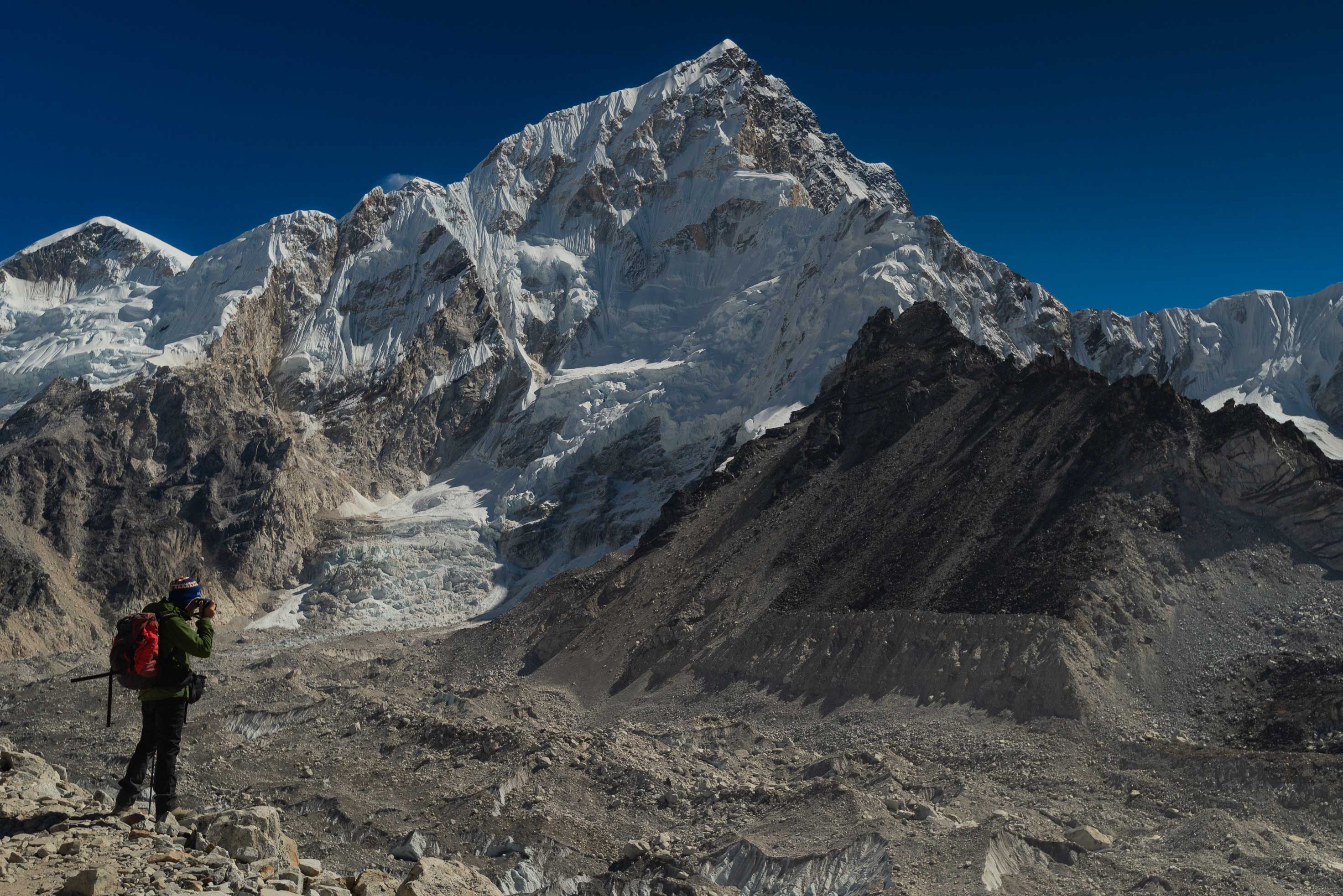 The picture shows a front view of Nuptse.
