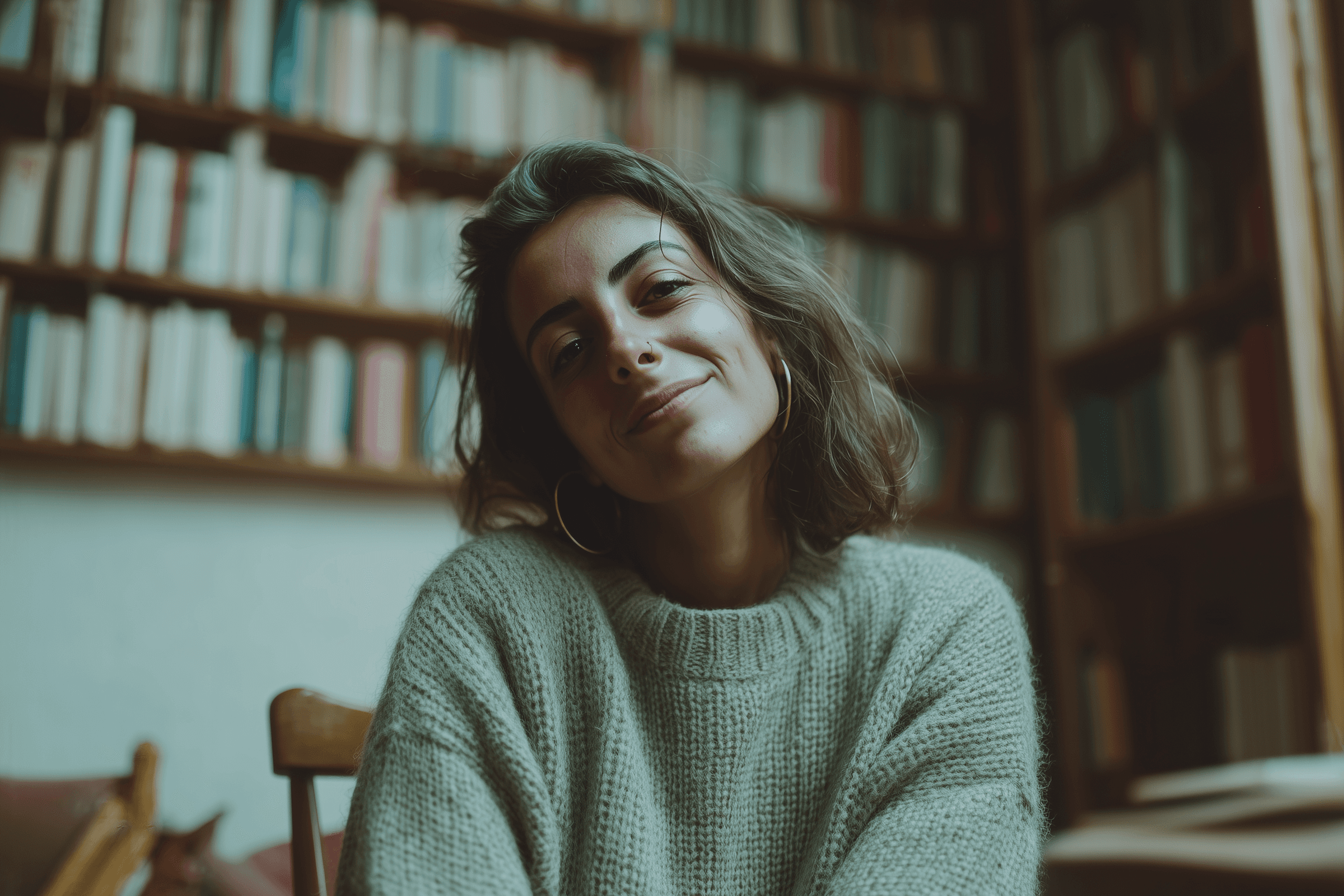 woman in new york library