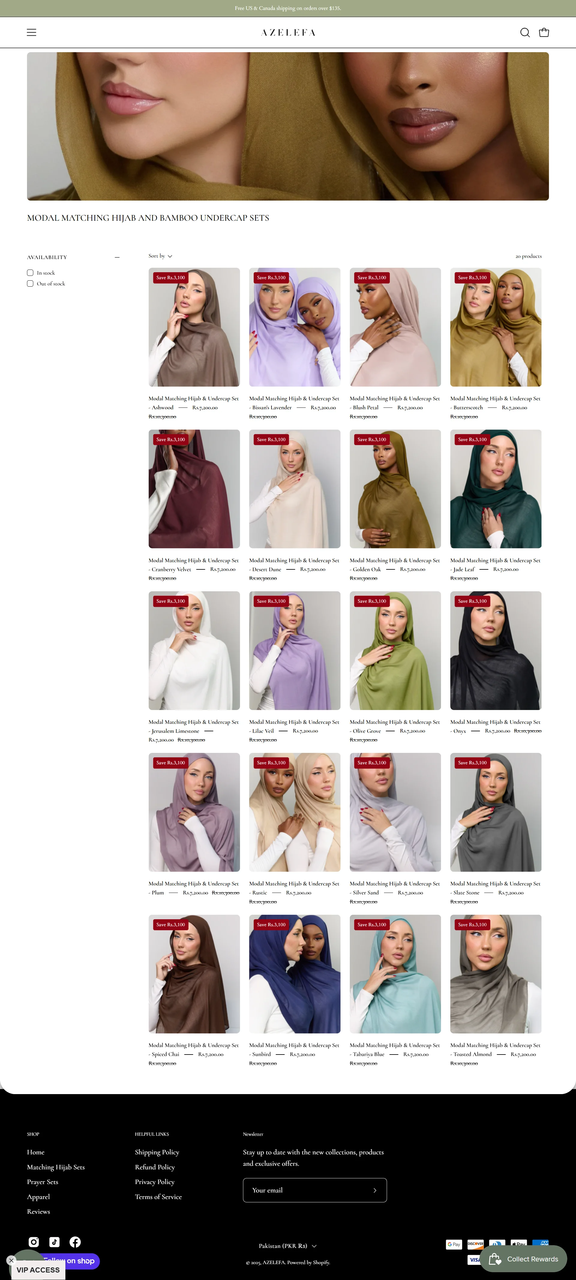 collections-modal-hijab-sets page for azelefa website developed & designed by Dreams Agency Mississauga, Ontario