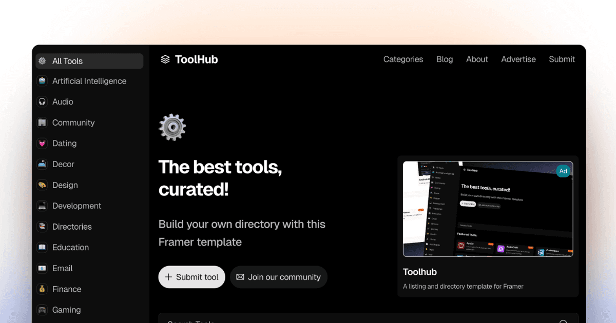 Toolhub - Framer Directory Template