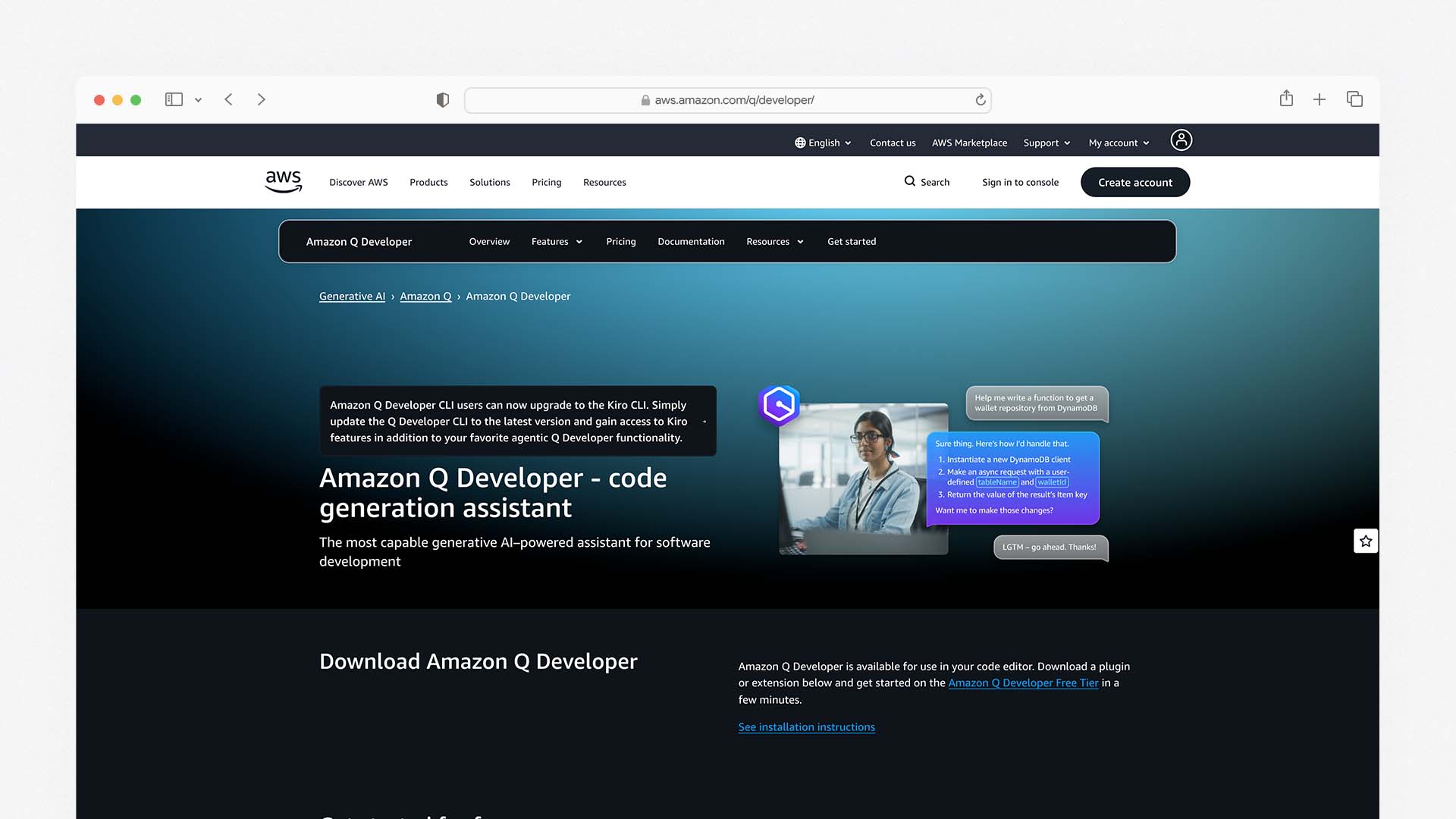 Amazon Q Developer — Best for AWS-Native Teams