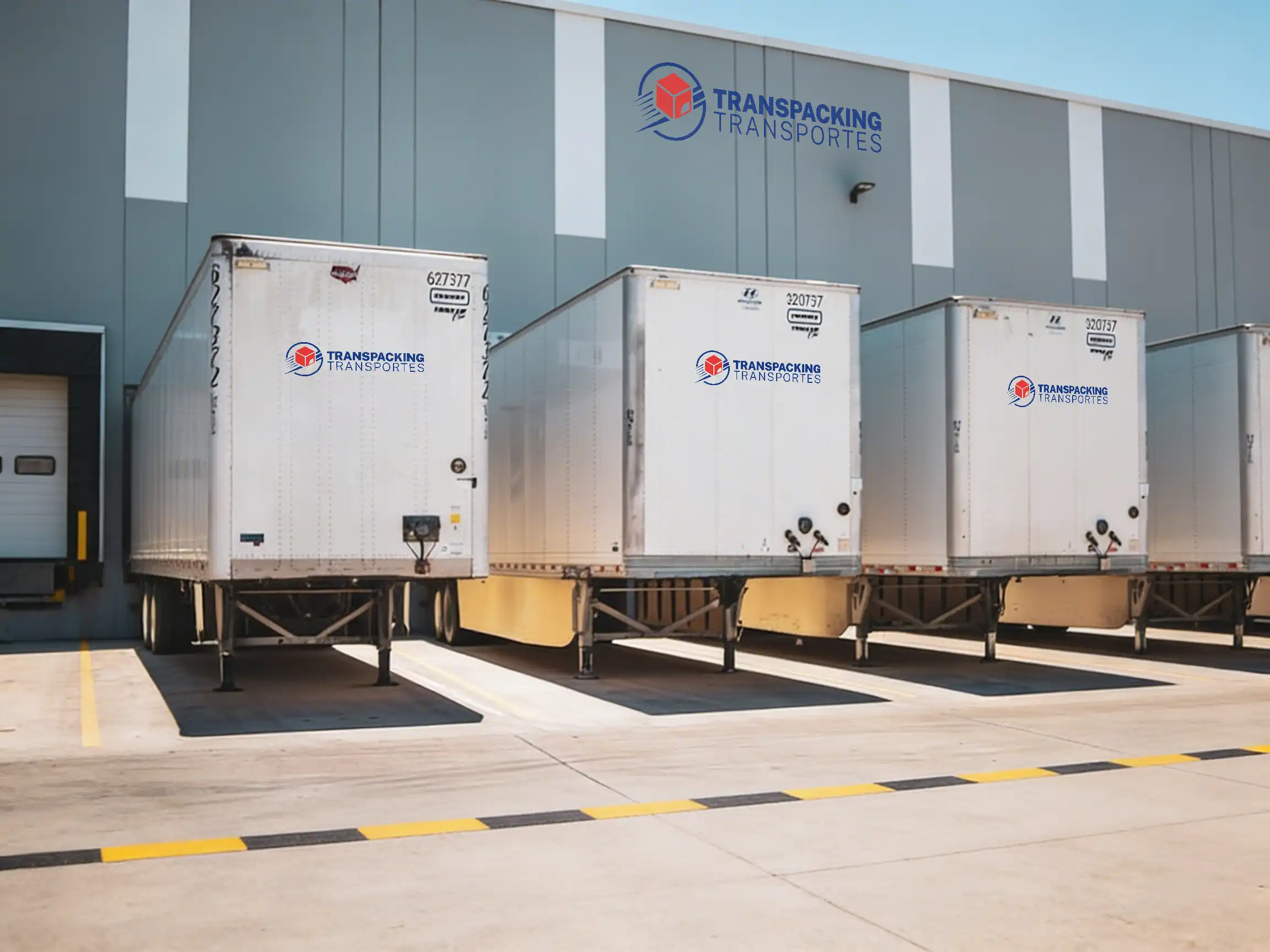 Set of refrigerated trailers for transport.