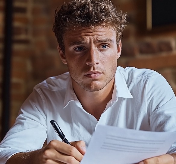Man holding a pen and paper
