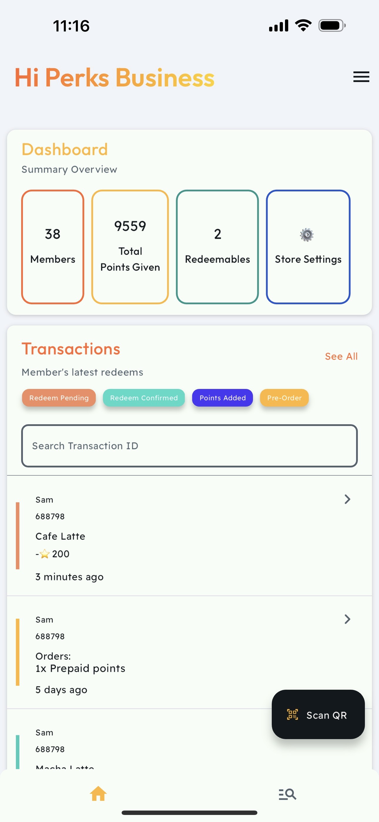 Hi Perks Business Dashboard