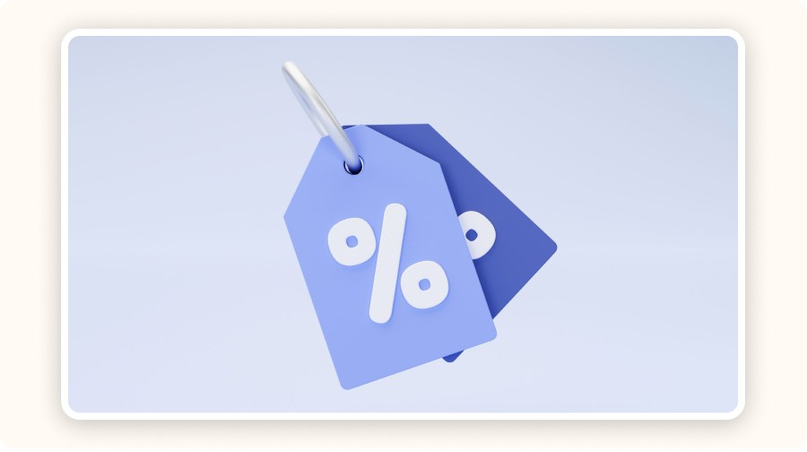 Price tags with percentage symbol