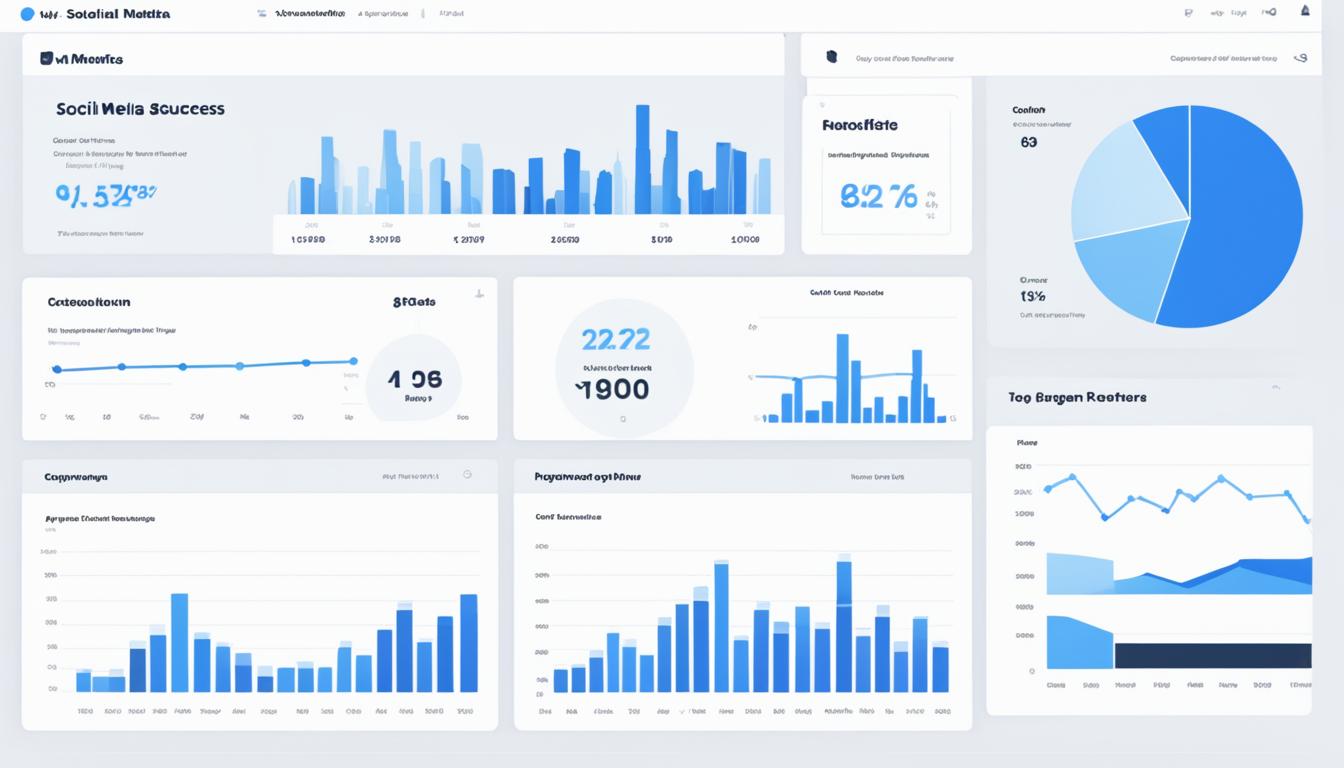 Create an image of a sleek and modern social media analytics dashboard for Buffer, designed to help small businesses track their success on Instagram. The dashboard should feature easy-to-read charts and graphs that highlight key performance metrics such as engagement rates, follower growth, and top-performing posts. The color scheme should be simple and elegant, with shades of blue and gray dominating the design. Overall, the image should convey a sense of professionalism and sophistication, while also emphasizing the user-friendly nature of the analytics tools offered by Buffer.