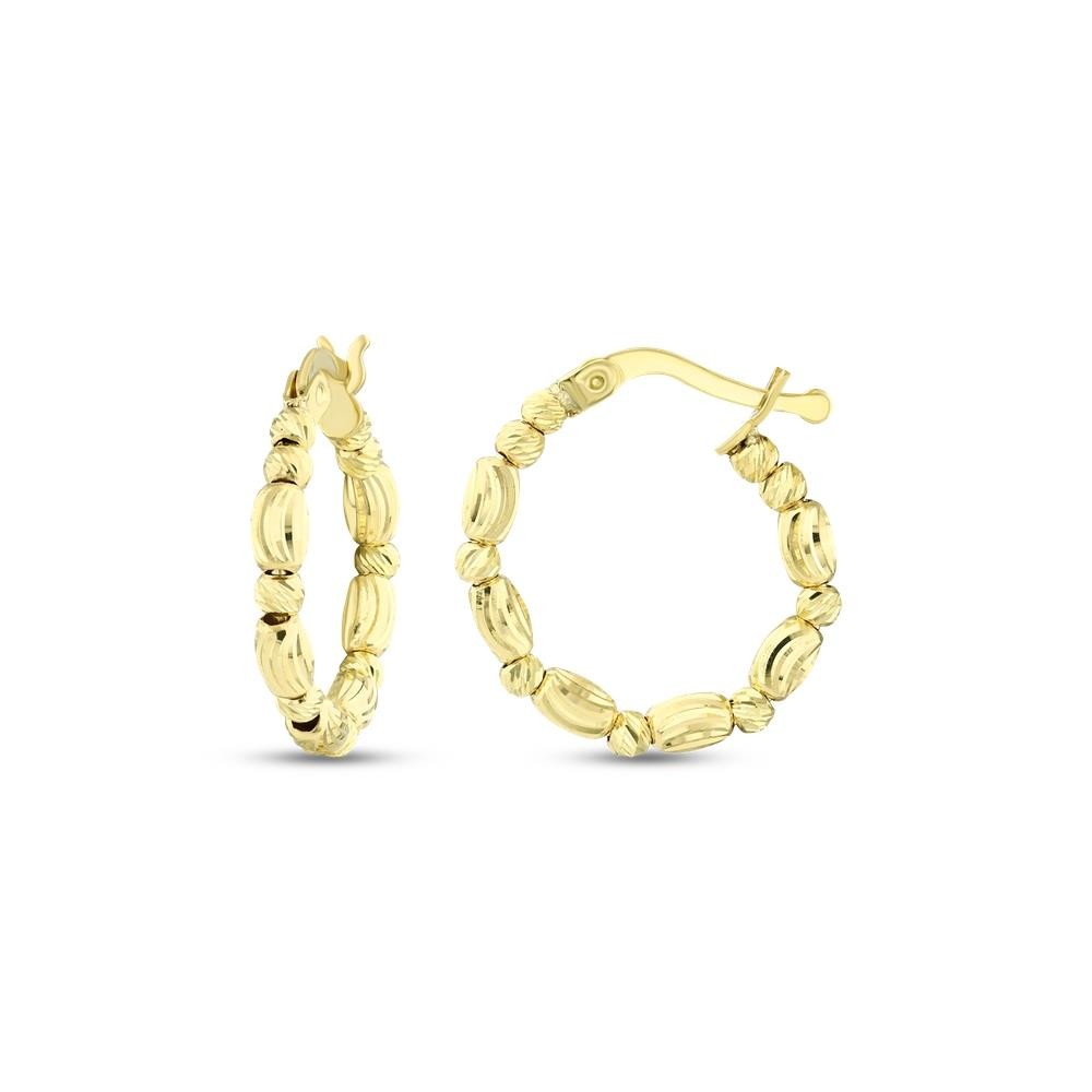 Zarif 14 Ayar Sarı Altın Burgu Desenli Halka Küpe