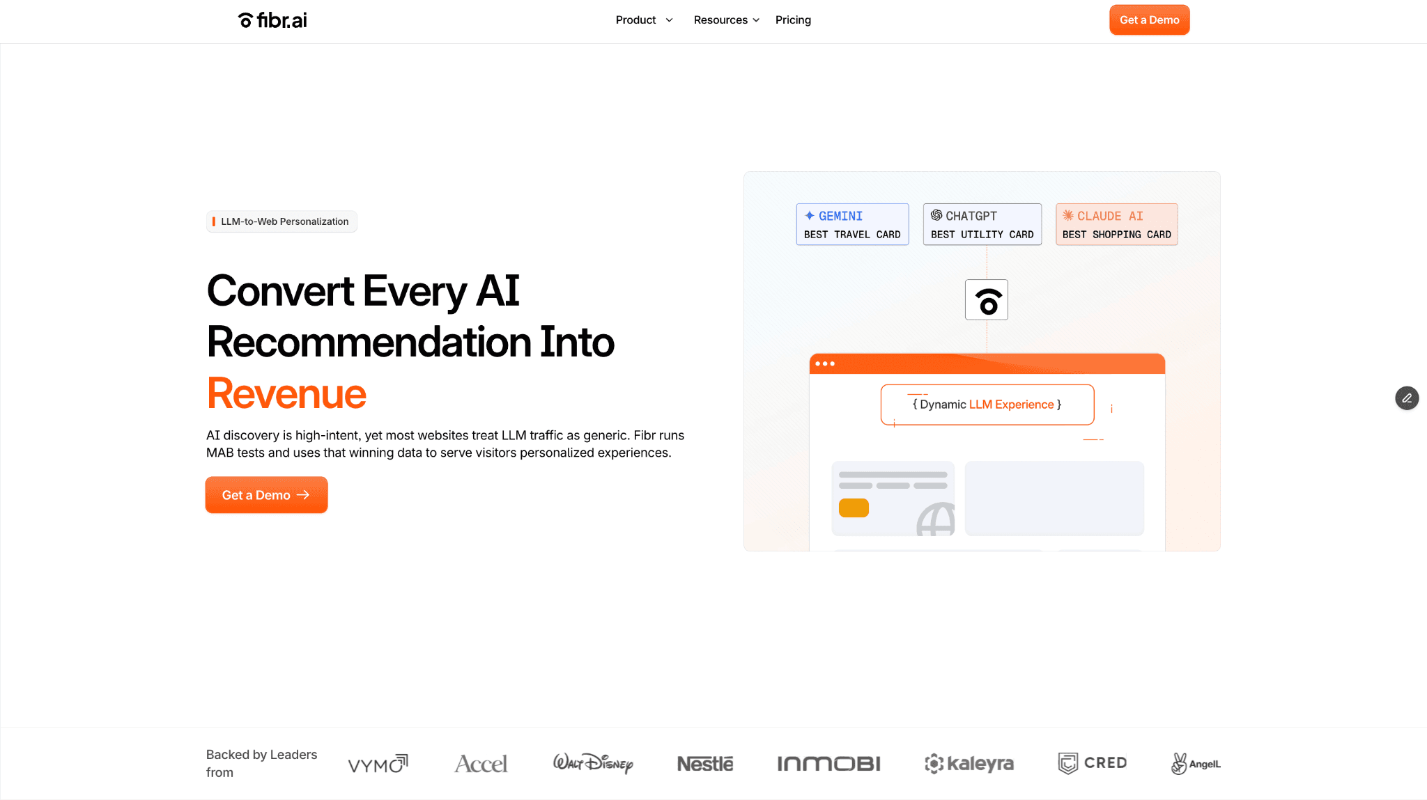 Illustration of AI-driven website personalization where landing page experiences adapt dynamically based on traffic coming from LLM and AI recommendation platforms.