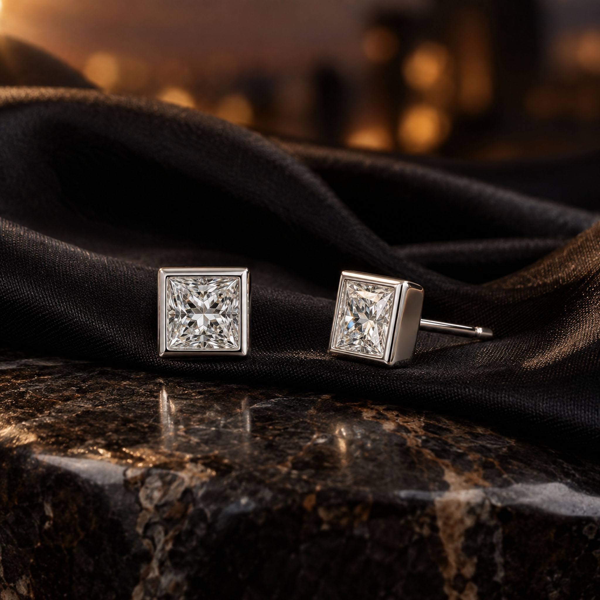 Princess Bezel Studs