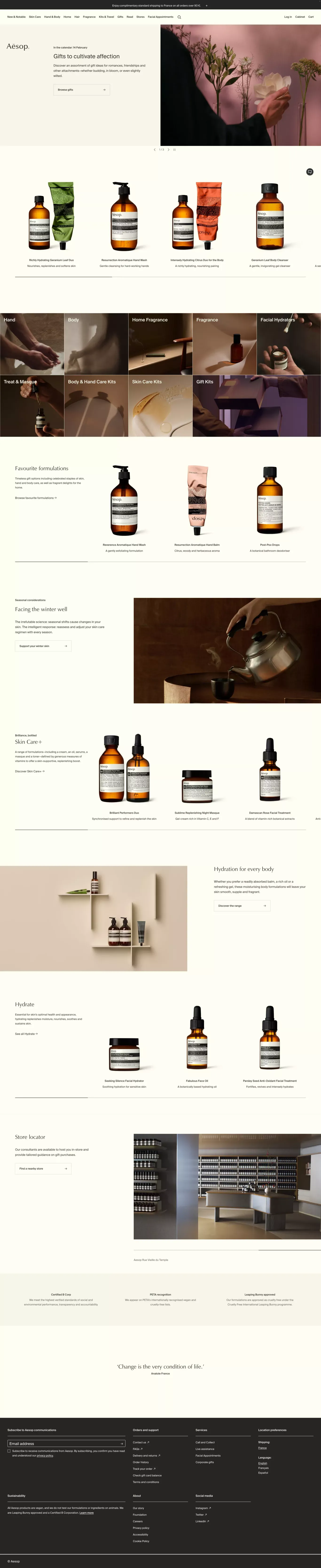 Formulations for Skin, Hair & Body ecommerce page screenshot showcasing Beauty and Ecommerce design