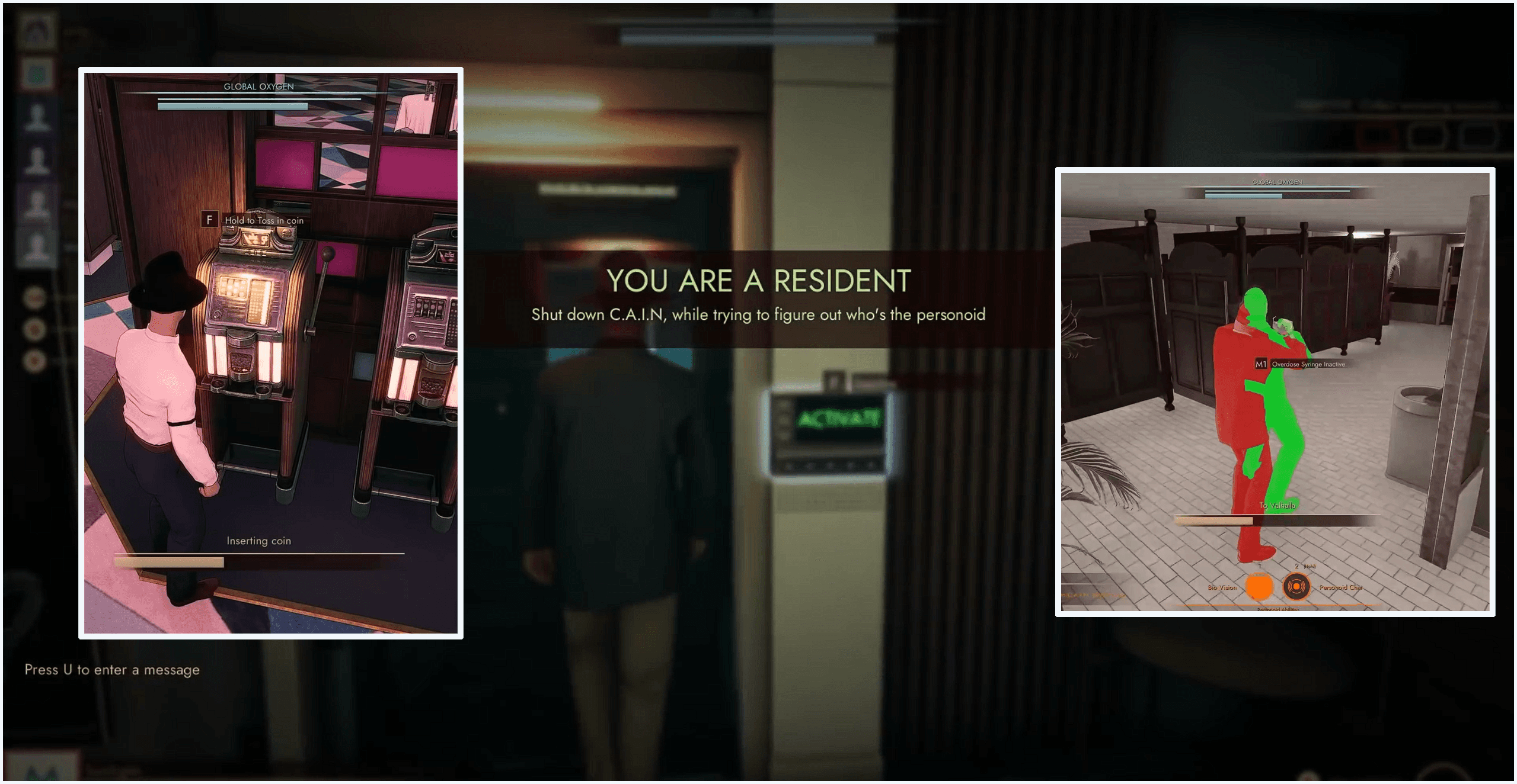 a collage showing the onscreen prompts in the game.