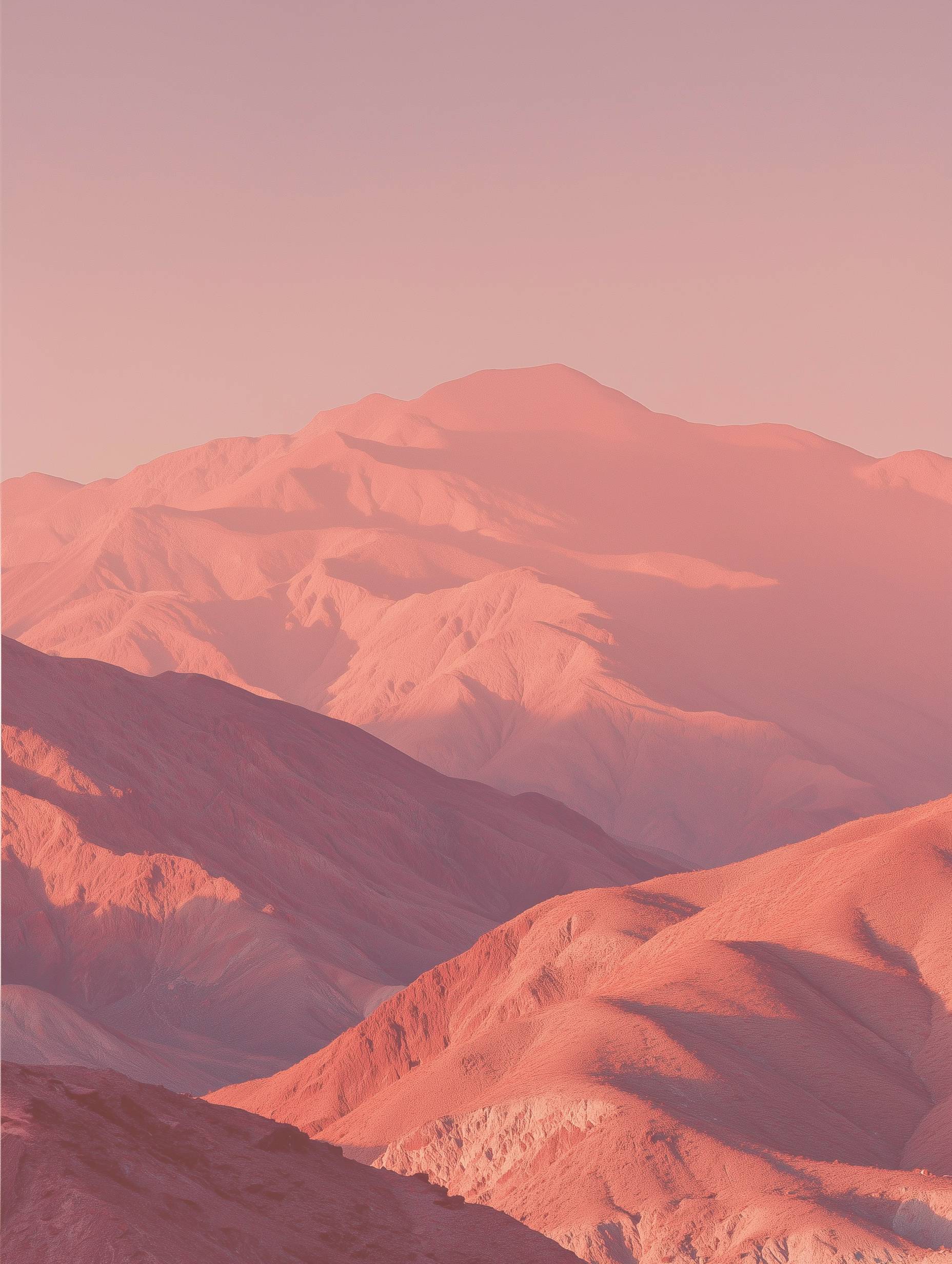 Desert mountains in pink and coral tones