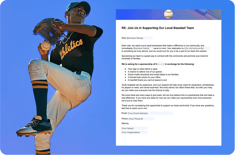 Baseball Sponsorship Letter Template