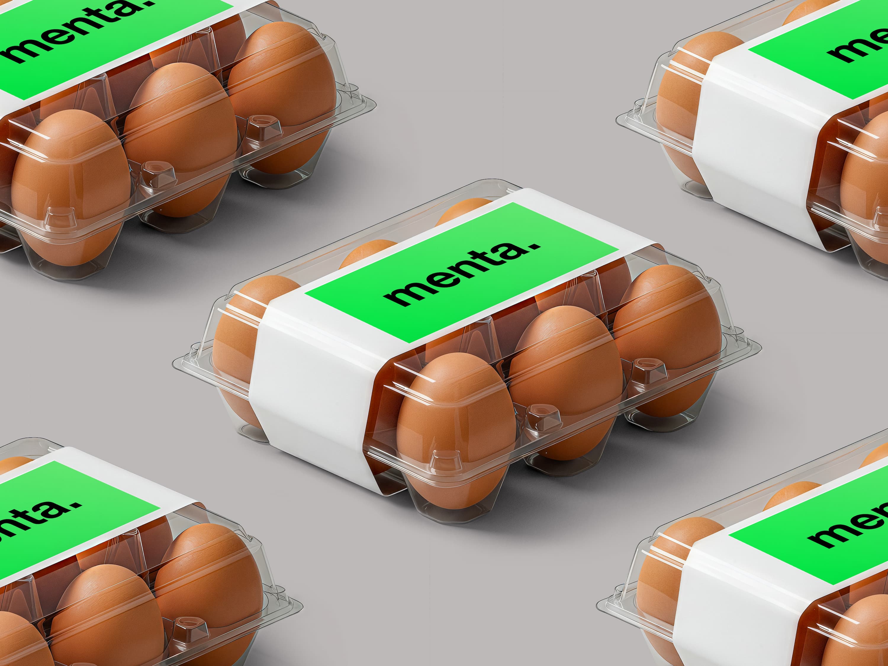 boite oeufs avec etiquette verte menta.