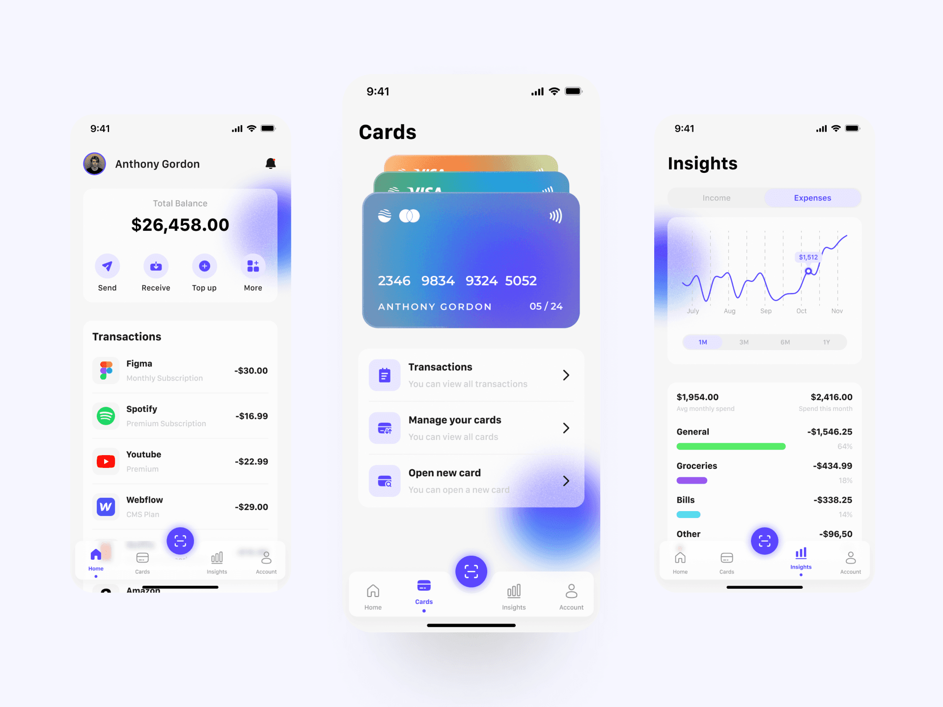 Finwave Mobile screens