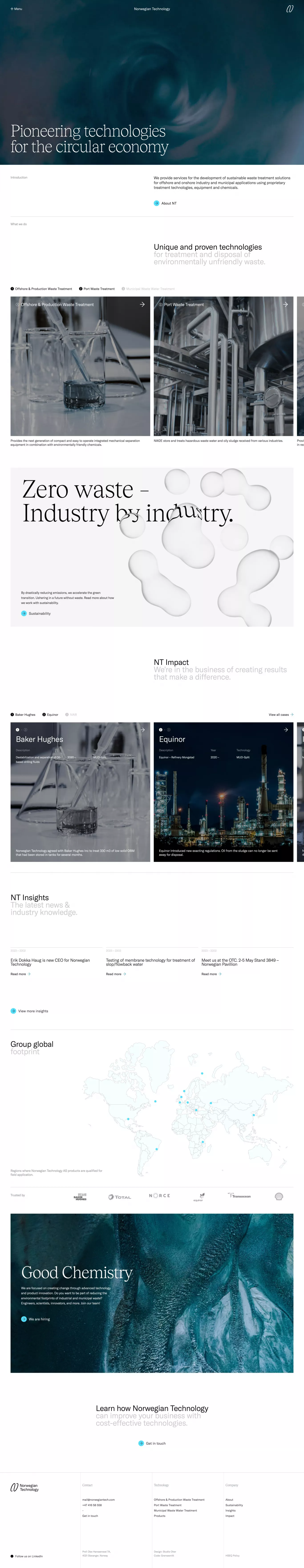 Home - Norwegian Technology landing page screenshot showcasing Tech and Nature design
