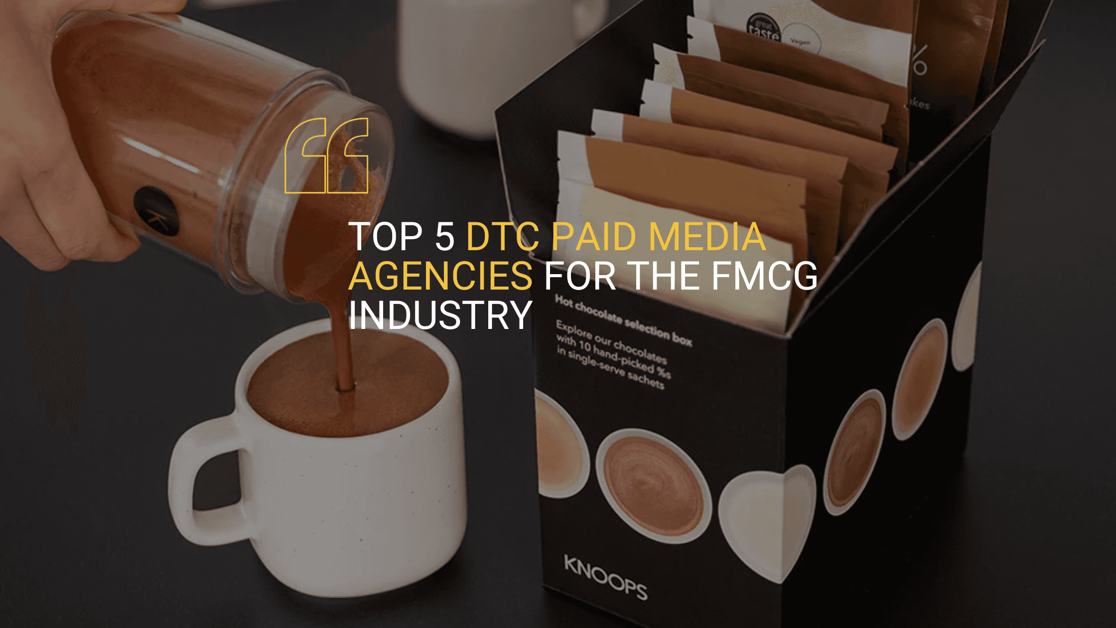 A hero blog image for 'Top 5 DTC Paid Media Agencies for the FMCG Industry' in which PinPoint Media comes out at number one