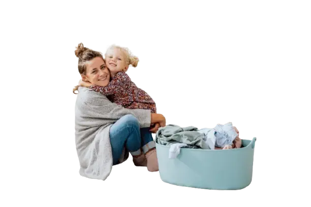 Skin Salve - Happy family washing clothes with non-bio washing powder