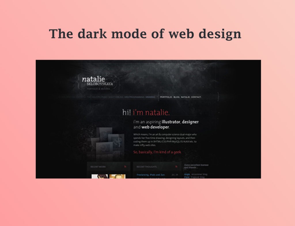 The dark mode of web design