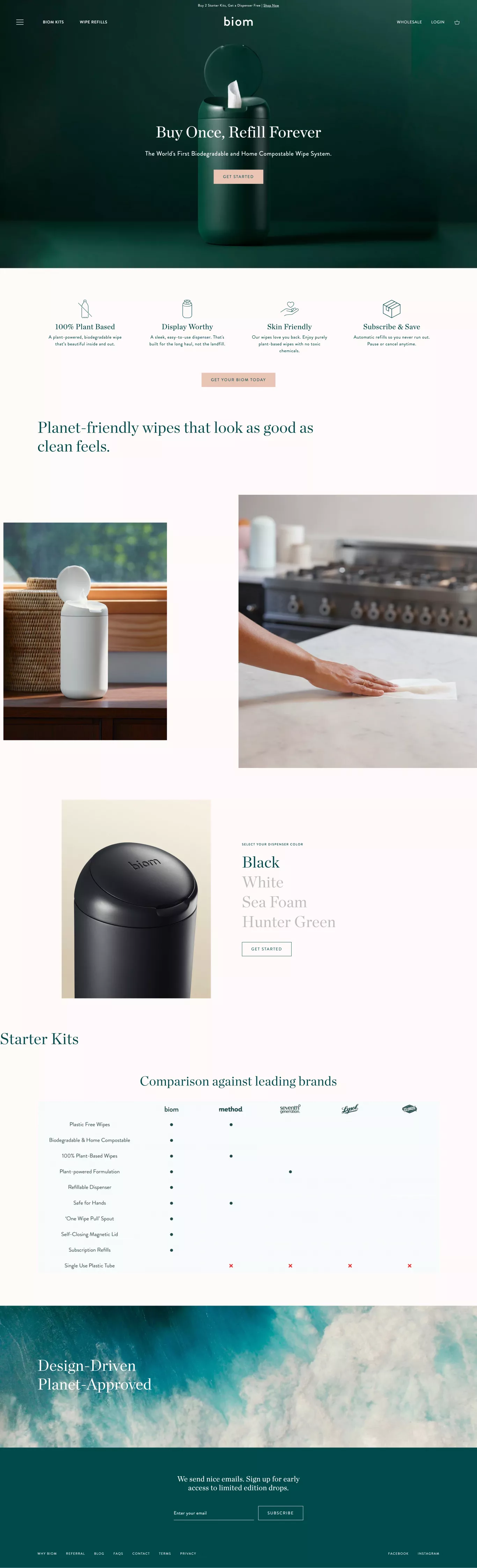 biom ecommerce page screenshot showcasing Design and Nature design