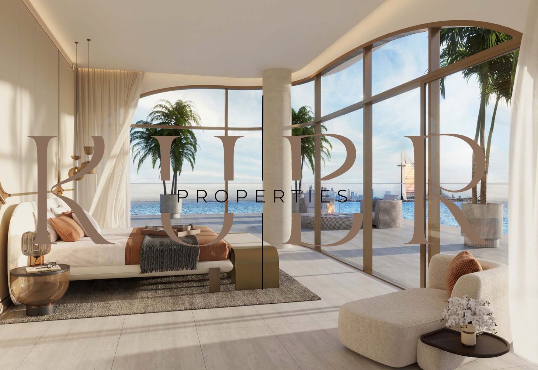 ratan style bedroom with lots of wood decroation