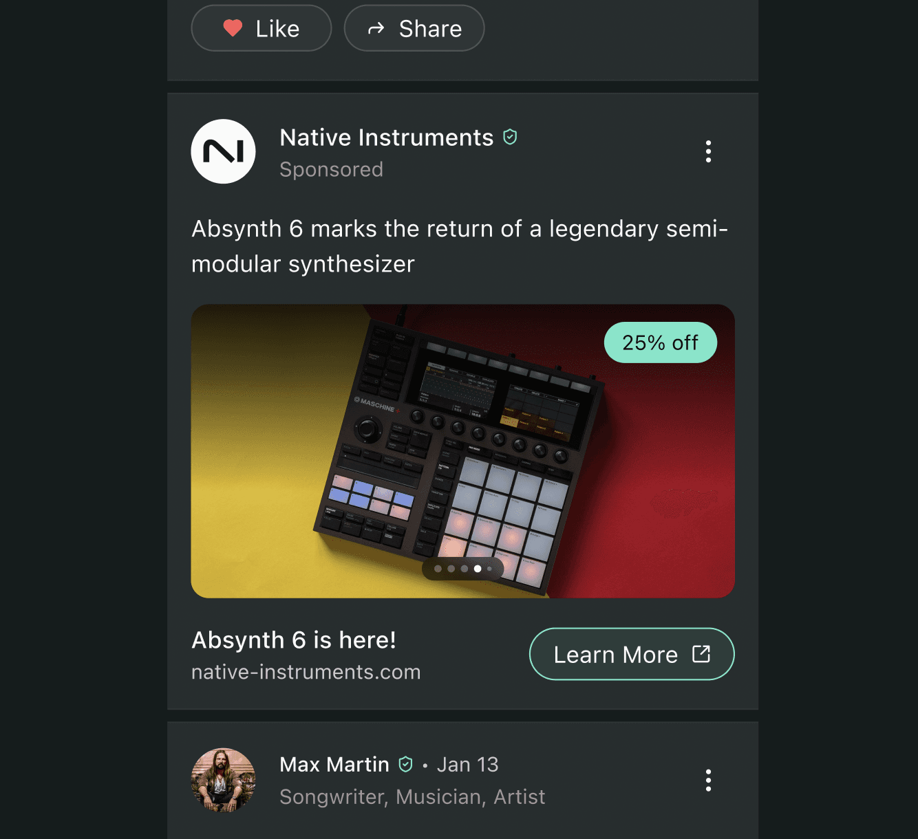 Clario cashflow overview card displaying income and expense trends over the past 7 days with a line chart.