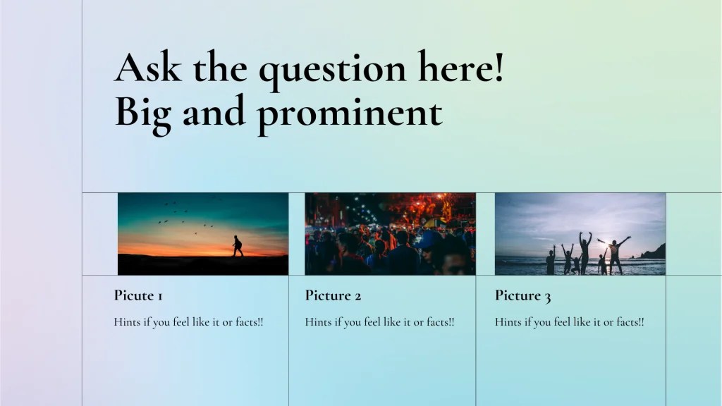Opening slide for a presentation with a quiz / question.