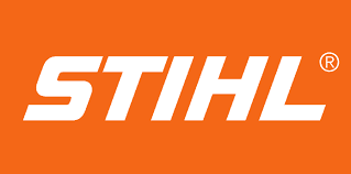 STIHL logo on an orange background, featuring bold white lettering for brand recognition.