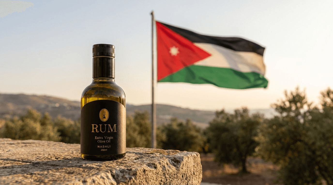Jordan flag on rock formation