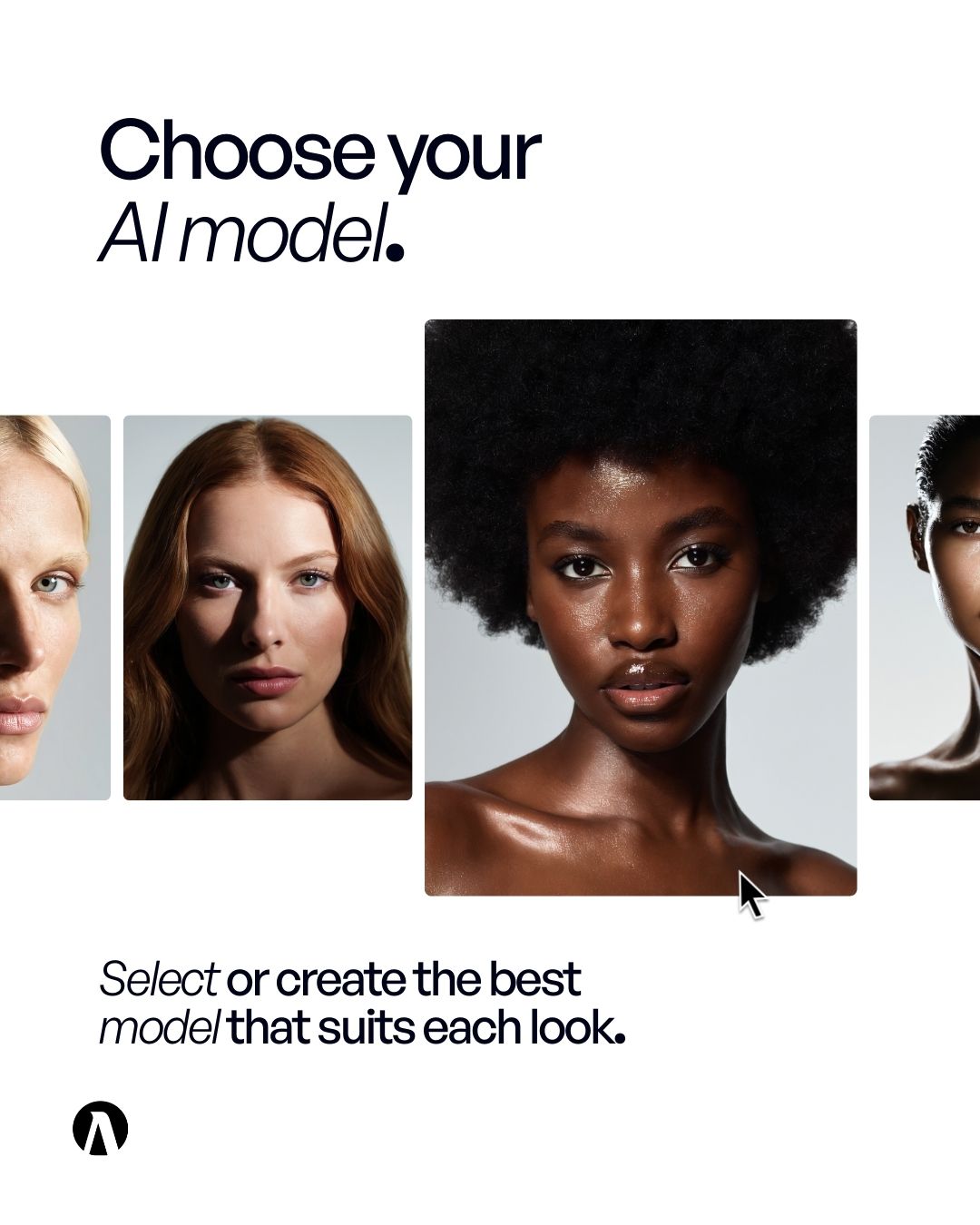 Image describing how to choose an AI model on an AI photoshoot