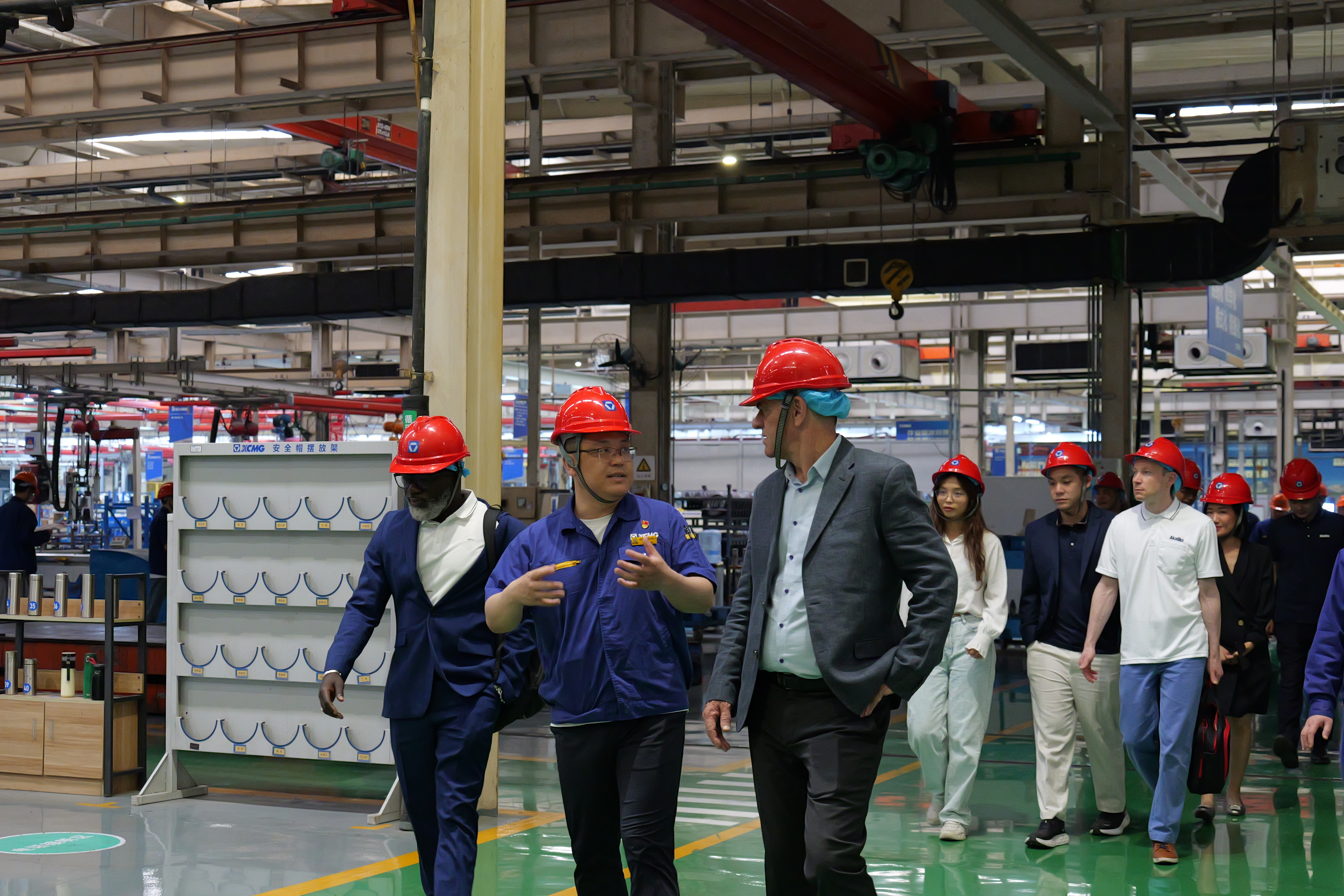 Modern glass building reflected in angled grid lines