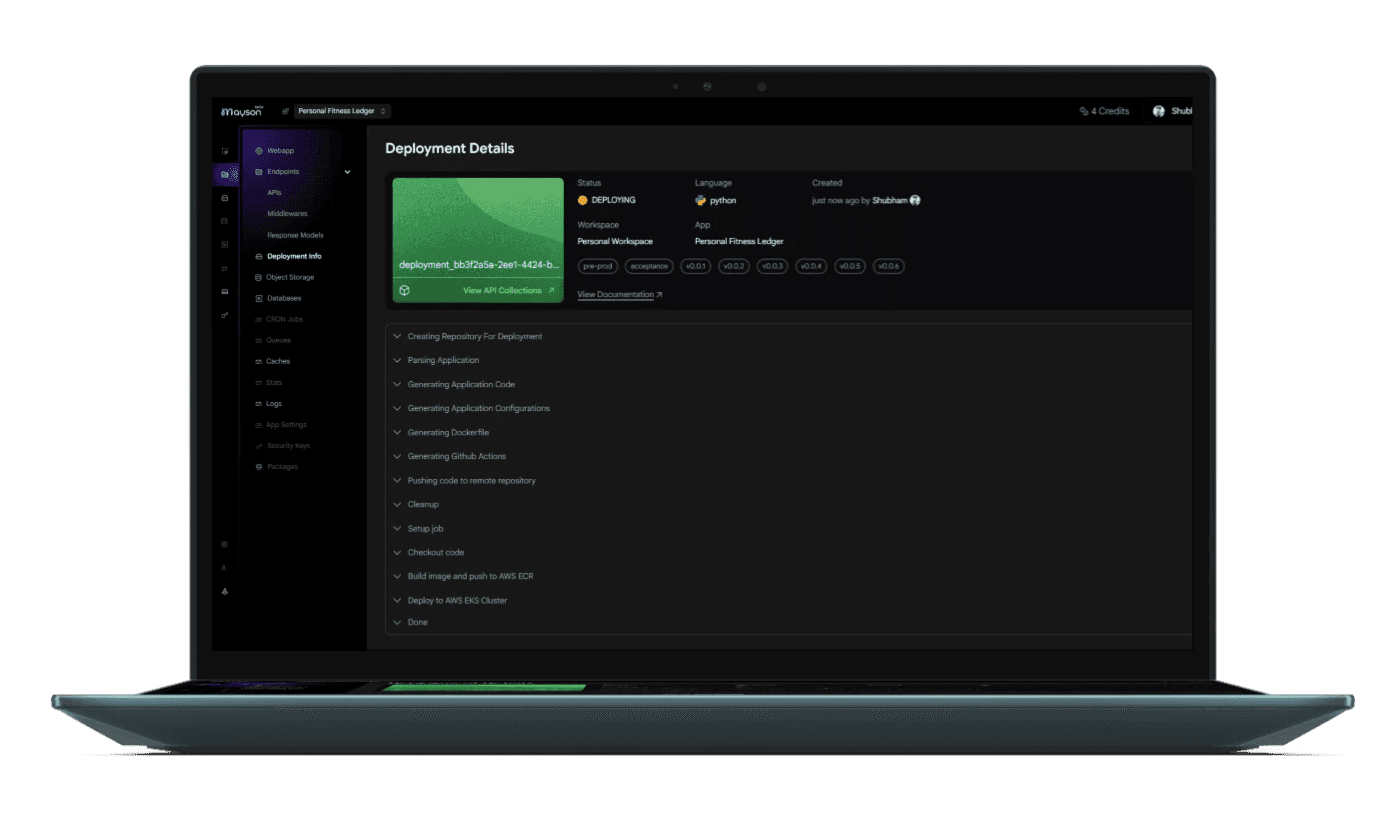 Backend as a service - Desktop Screen