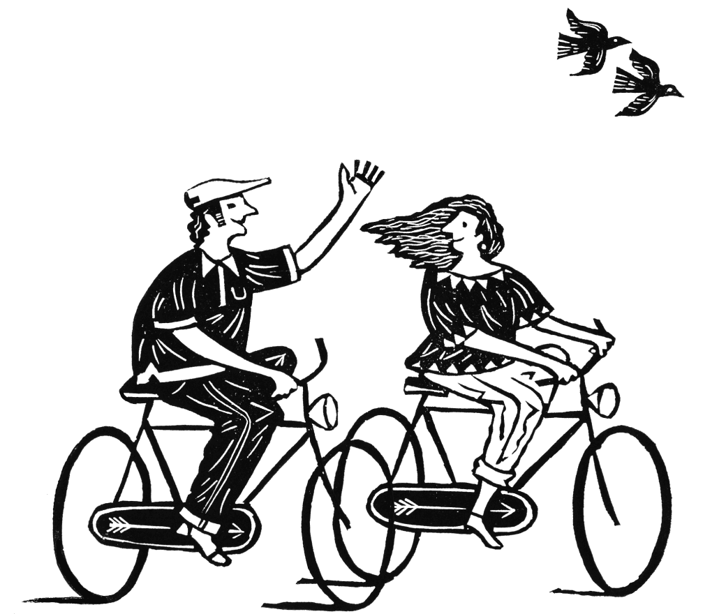 illustration of people having a break cycling