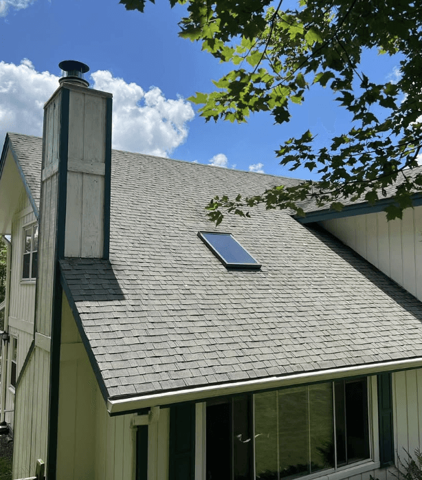 Before asphalt roof cleaning