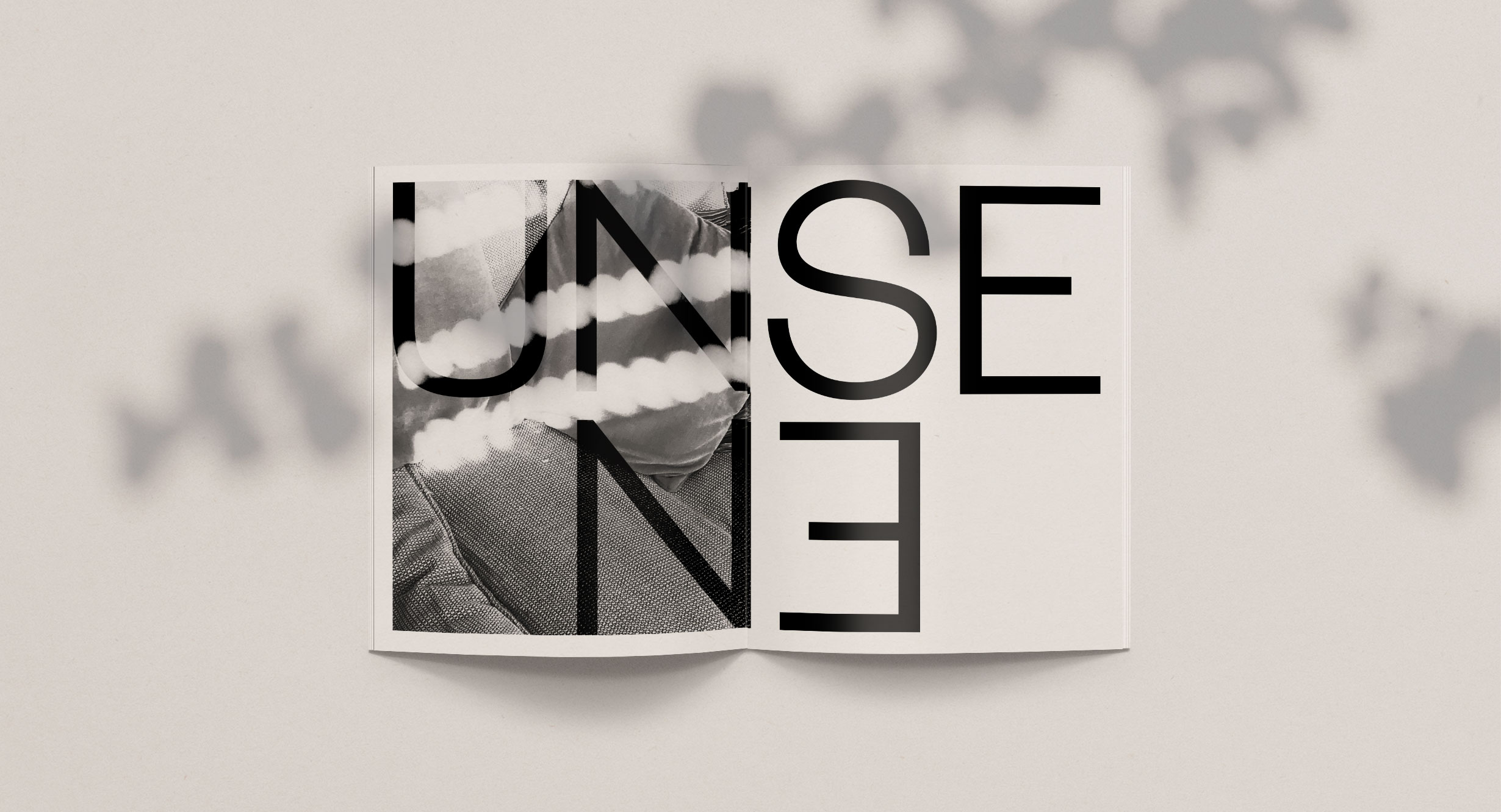 Unseen zine internal spread design.