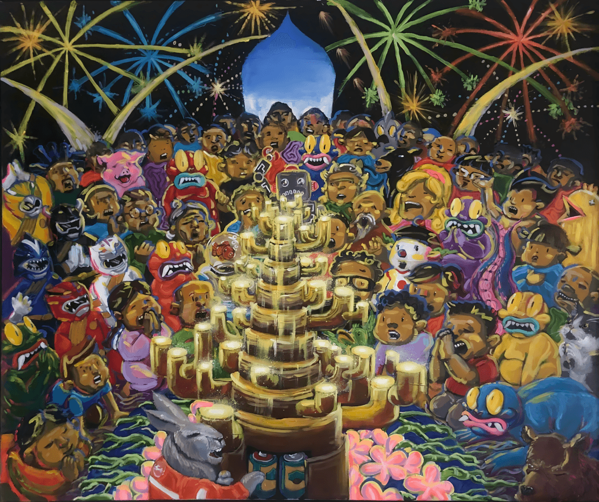 premium art poster and canvas prints, with originals available, from QART , of the artwork " Manifest! Please Wait a Moment "