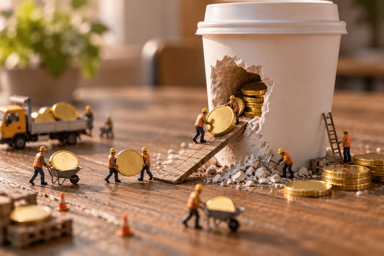 work men coffee cup