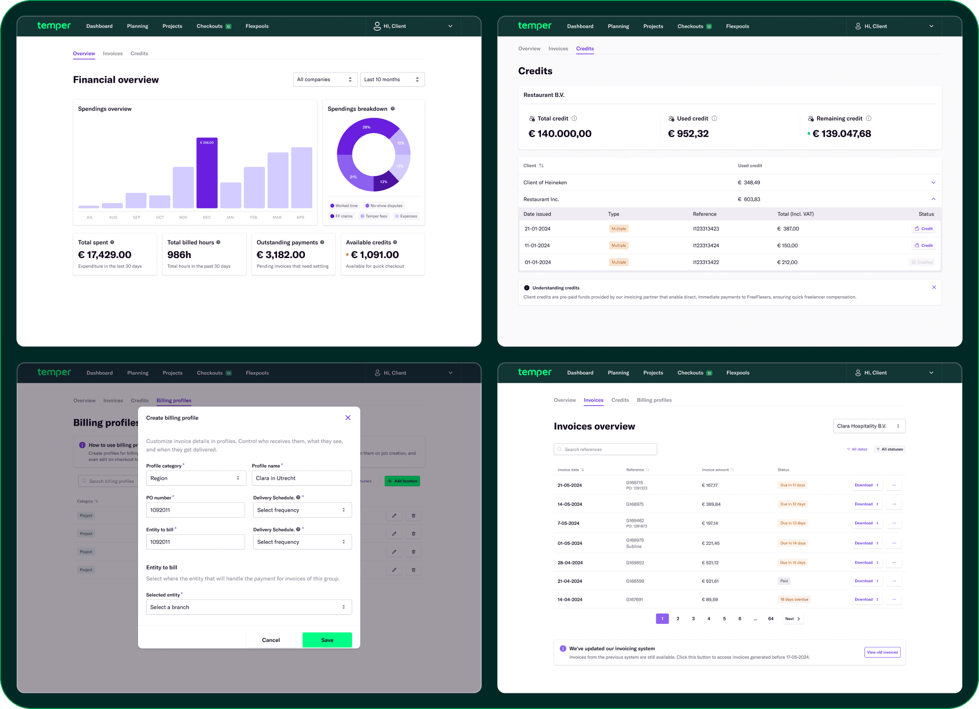 Validated Financial Overview Screens