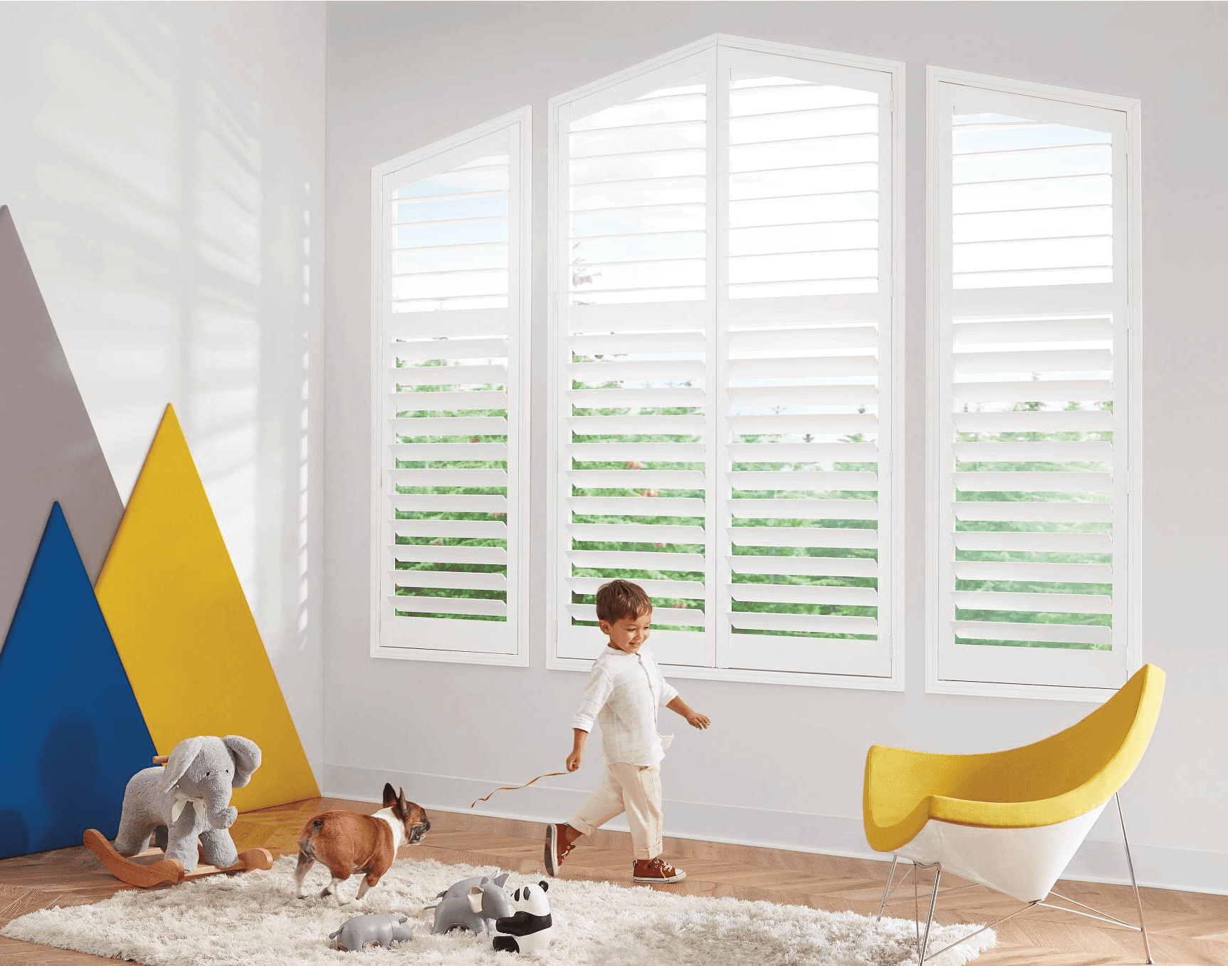 Newstyle Hybrid Shutters with Angled Tops