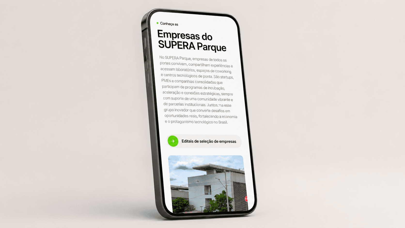 História e valores da Meso apresentados em um tablet