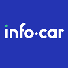 Logo Infocar – firma oferująca usługi związane z nauką jazdy i motoryzacją.